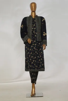 Bin Saeed Stitched 3 Piece Printed Khaddar Vol-01 Jacket Collection'2024-WK-1292-N.Blue