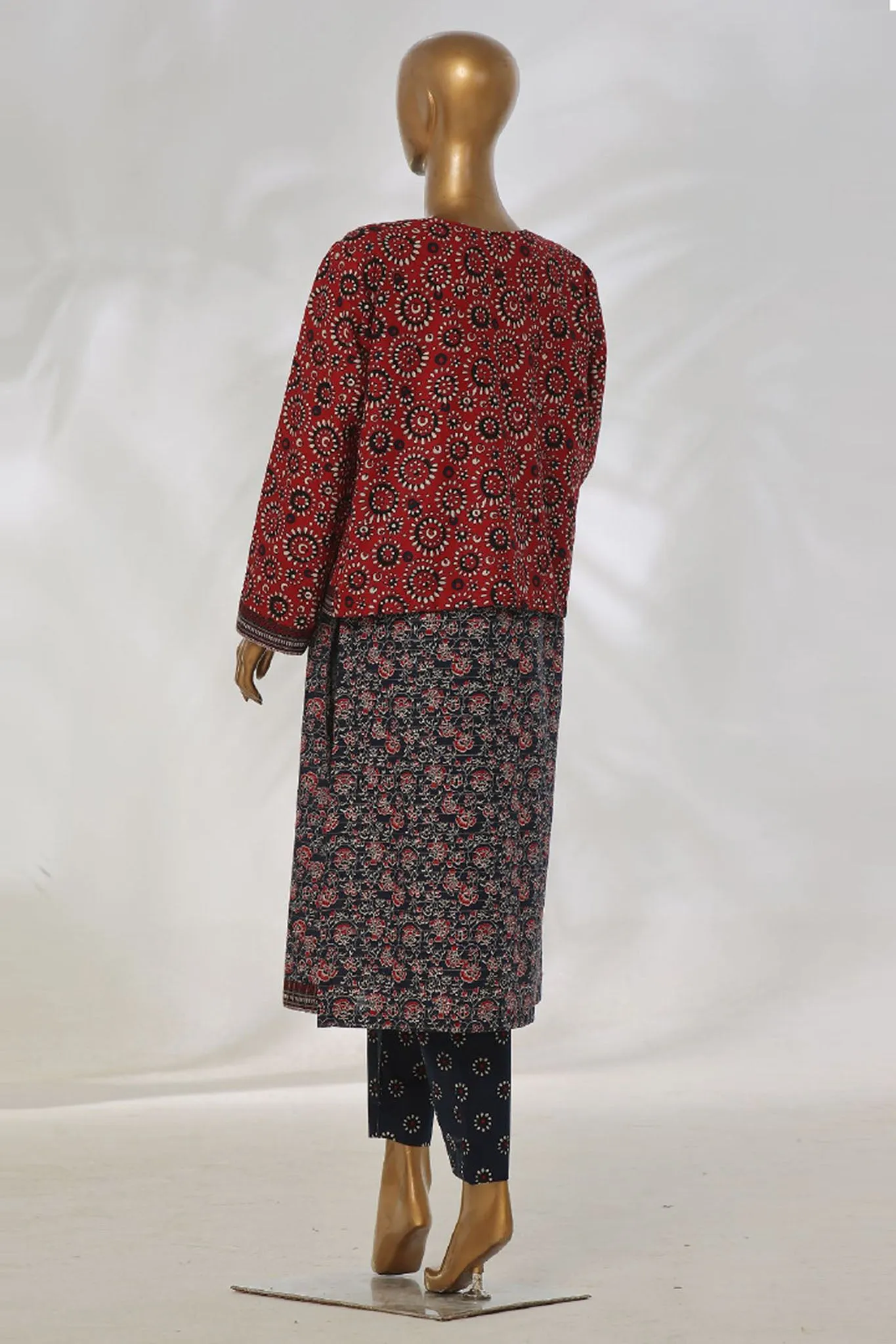 Bin Saeed Stitched 3 Piece Printed Khaddar Vol-01 Jacket Collection'2024-WK-1296-Dark Blue