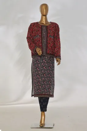 Bin Saeed Stitched 3 Piece Printed Khaddar Vol-01 Jacket Collection'2024-WK-1296-Dark Blue