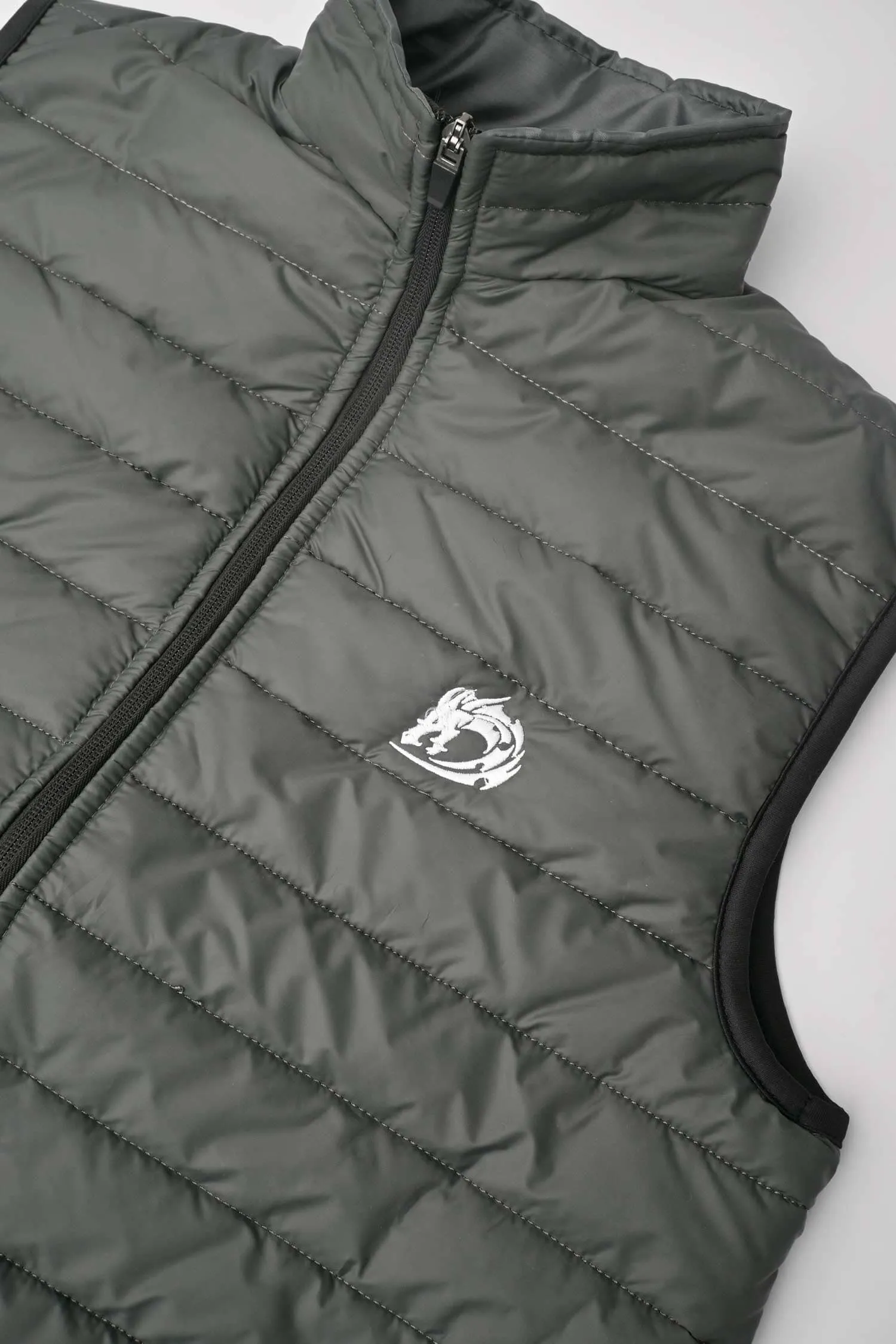 Burnt Soul Men's Dragon Embroidered Body Warmer Puffer Gilet