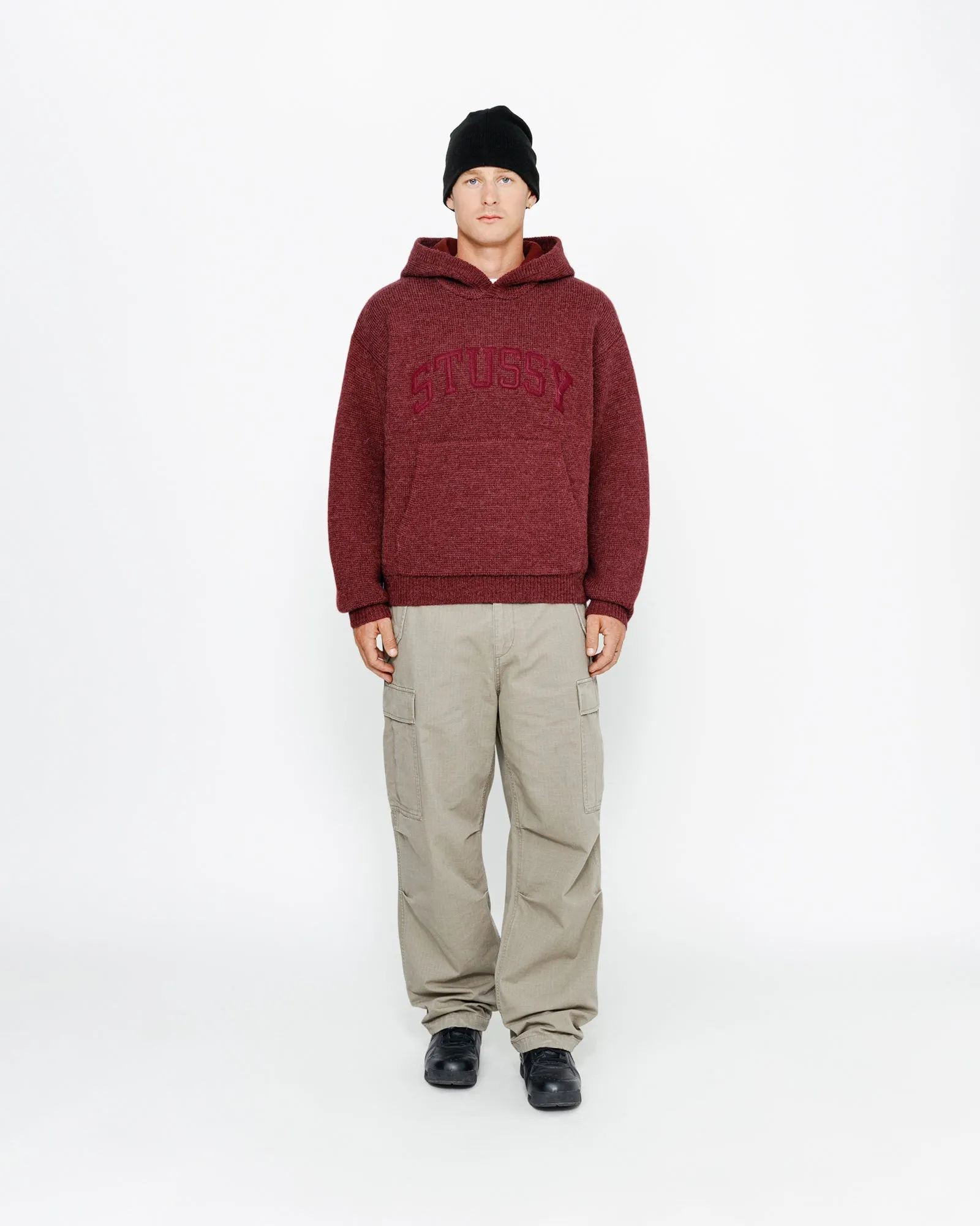 FELT PATCH KNIT HOODIE