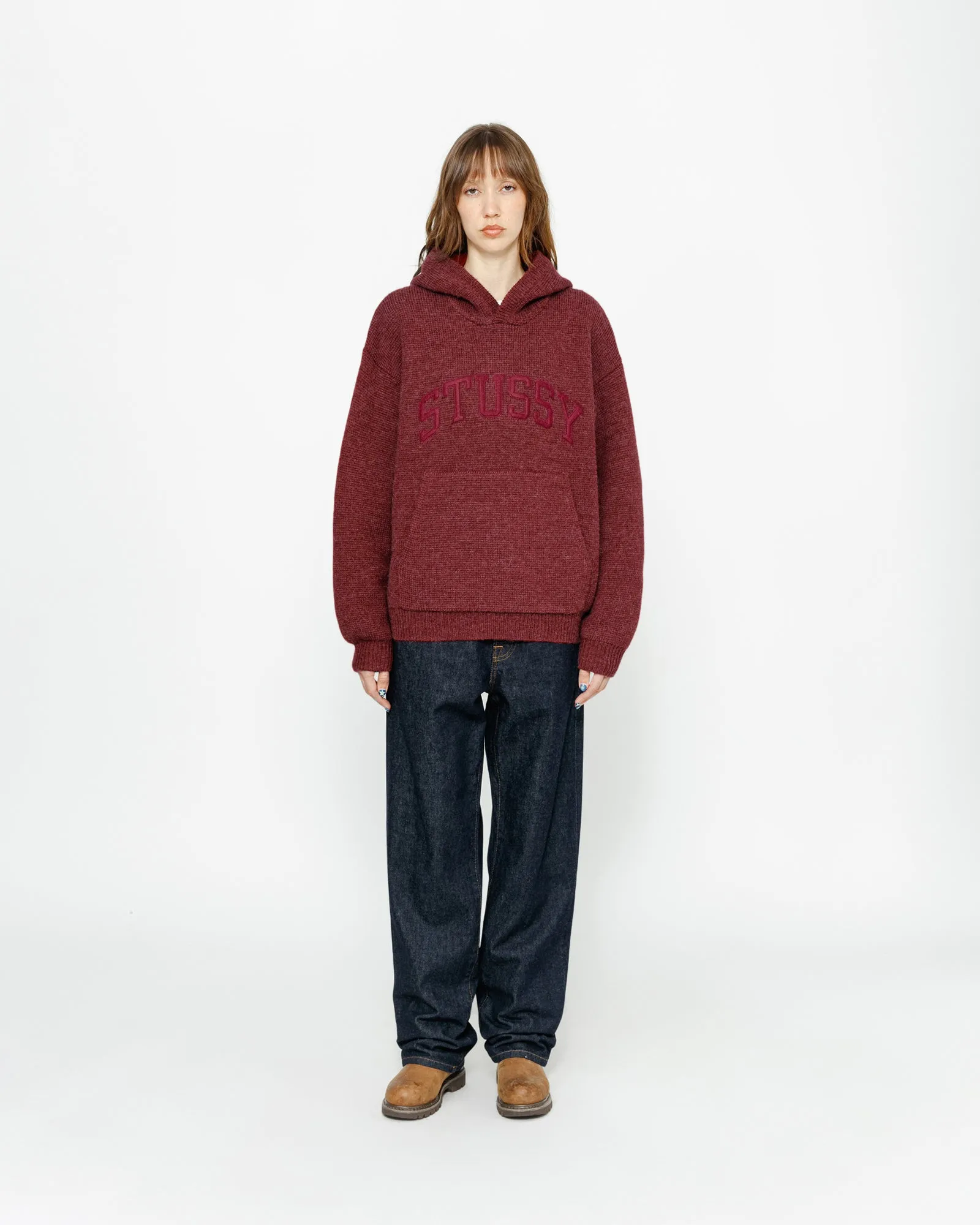 FELT PATCH KNIT HOODIE