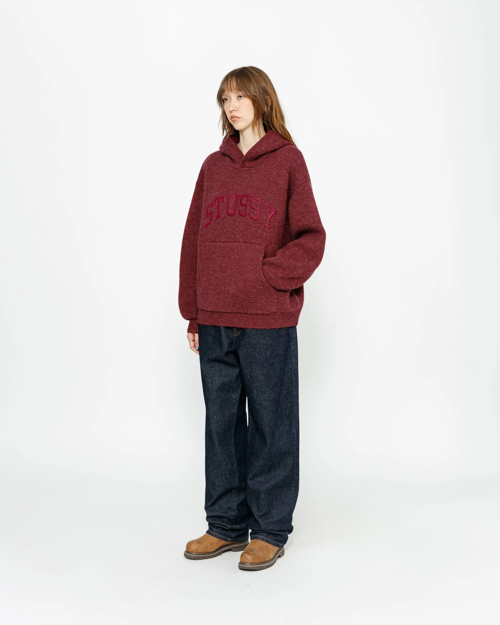 FELT PATCH KNIT HOODIE