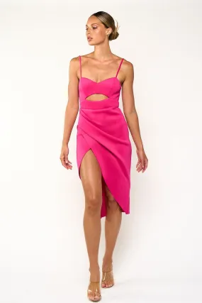 neoprene cut out wrap sleeveless dress