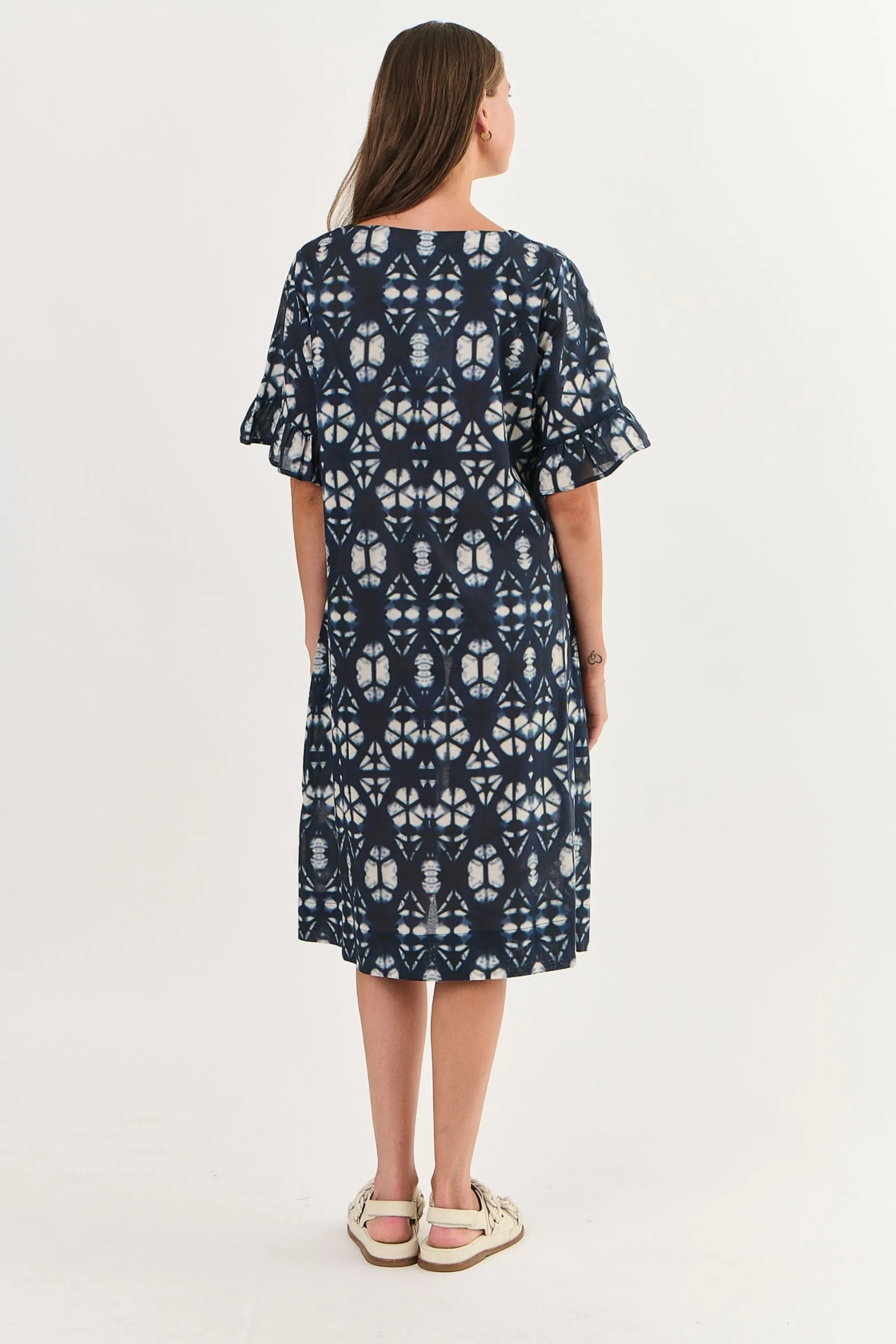 RUFFLE SLEEVE COTTON DRESS - NAM37