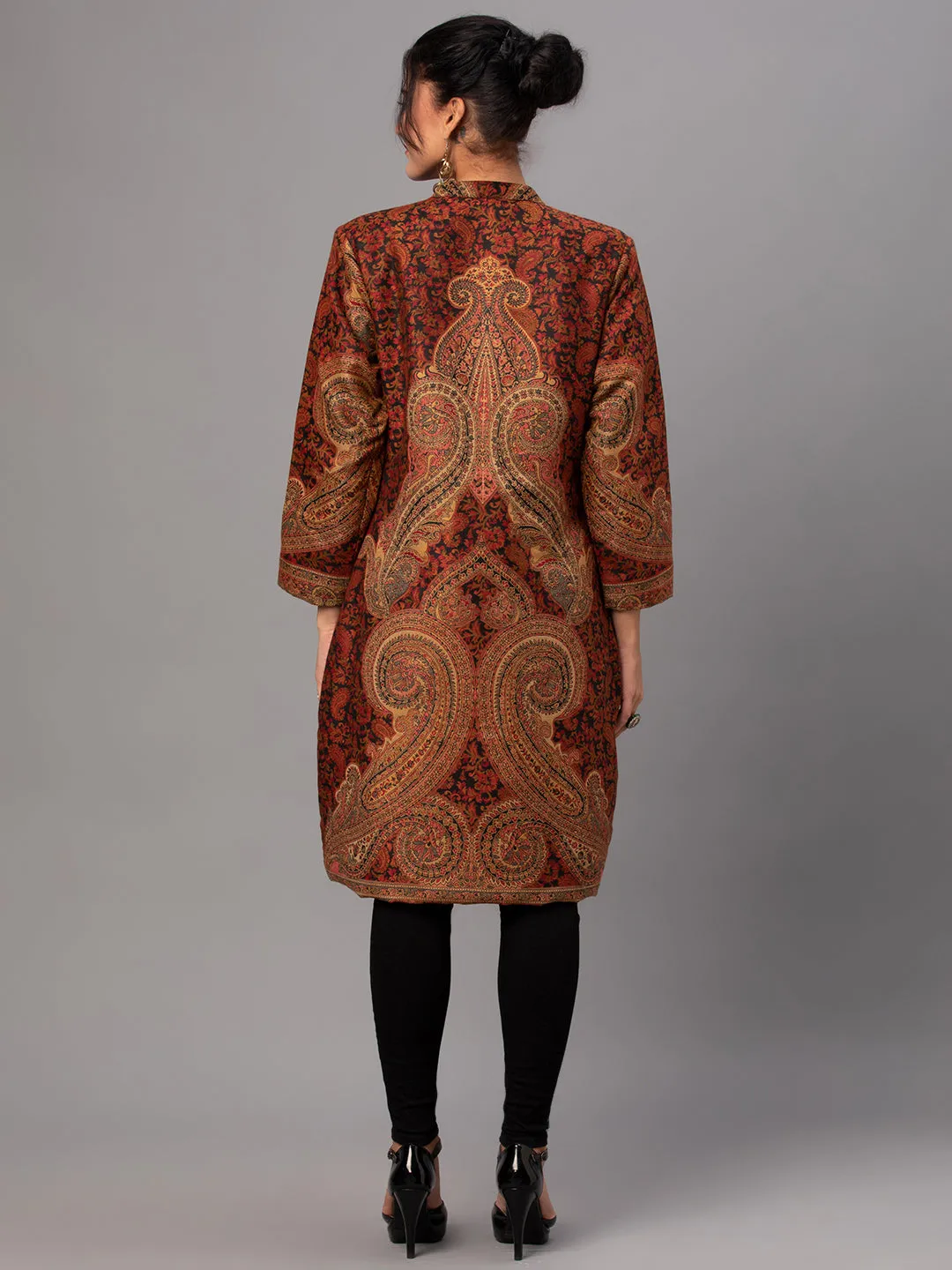 Women Maroon Printed Jacket