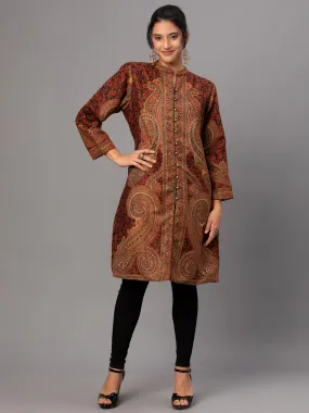 Women Maroon Printed Jacket