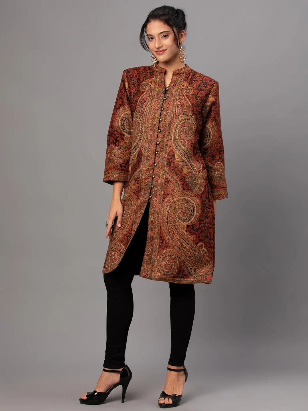 Women Maroon Printed Jacket